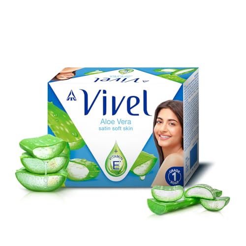 Vivel Aloe Vera Grade 1 Bathing Soap with Vitamin E for Soft Glowing skin, 600g (150g - Pack of 4), Soap for Women & Men, For All Skin Types