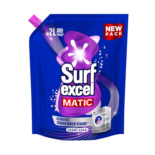 Surf Excel Matic Front Load Liquid Detergent 2 L Refill|| Specially designed to remove Tough Dried Stains, 1st time in Washing Machine