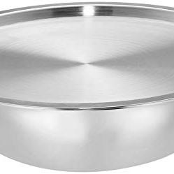 Amazon Brand - Solimo Stainless Steel Triply Tasla with Lid | 32cm | 6.7 L | Silver - Amazon Brand - Solimo Kitchen