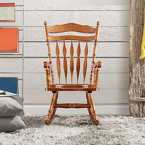 HomeTown Darwin Solid Wood Rocking Chair in Walnut Colour