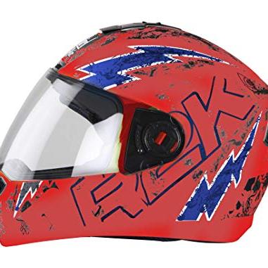 Steelbird High Impact ABS Material Shell Glossy Fluo SBA-1 R2K Live ISI Certified Full Face Graphic Cycling Helmet (Watermelon, Blue with Clear Visor, Large 600 mm)