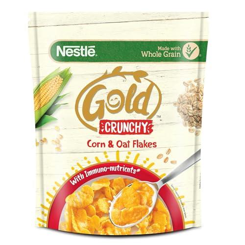 Nestlé Gold Crunchy Corn & Oat Flakes - Breakfast Cereal with Immuno-Nutrients | Made with Whole Grains & The Goodness Of B Vitamins, Calcium & Vitamin D, No Added Colours & Flavours, 850g, Pouch - Nestlé Grocery