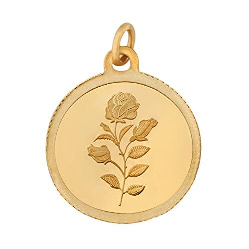 Bangalore Refinery 24k (999) Purity 2gm Yellow Gold Round Rose Pendant (without hook)