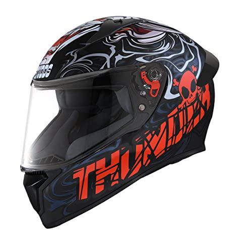 Studds Thunder Full Face Helmet D9 with Clear Visor (Matt Black N2, M)