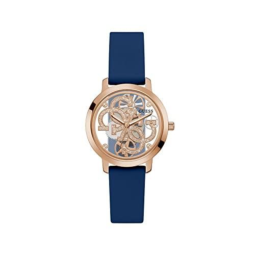 GUESS Silicone Analog Rose Gold Dial Women's Watch-Gw0452L1,Blue Band - GUESS Watch