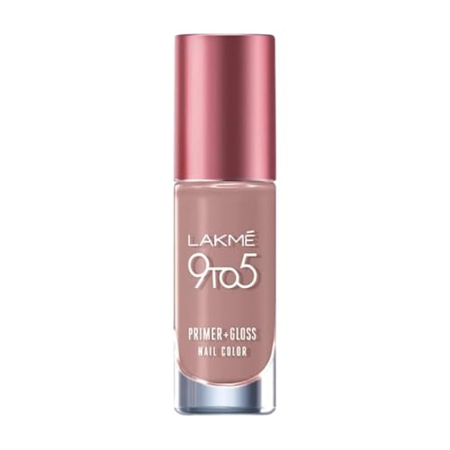 LAKMÉ 9 To 5 Primer + Glossy Finish Nail Colour|| Nudewarmth|| 6Ml