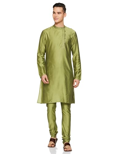 Amazon Brand - Symbol Men's Kurta Sets (SY-A22-MNA-ETK-02A_Mehndi.Green_XL)