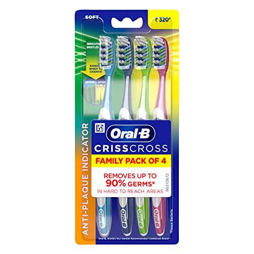 Oral-B Crisscross Deep Clean Soft Bristle Manual Toothbrush For Adults, Multicolour Toothbrush Set, Oral B Dentist Recommended Brand (Pack of 4) - Oral-B Drugstore
