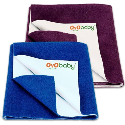 OYO BABY Waterproof Baby Bed Protector Dry Sheets for New Born Babies | Reusable Mats | Cot & Bassinet Gift Pack (Royal Blue + Plum),Small (70cm x 50cm)