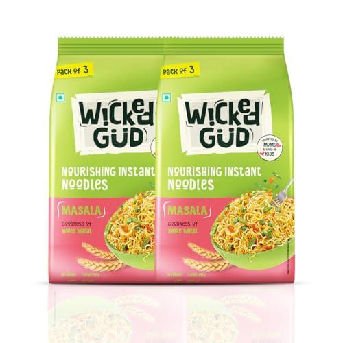 WickedGud Masala Noodles, Pack of (207gm x 2) | Whole Wheat | Whole Wheat | No Maida | No Palm Oil | No MSG |Source of Protein | High Fibre | Cholesterol Free - WickedGud Grocery