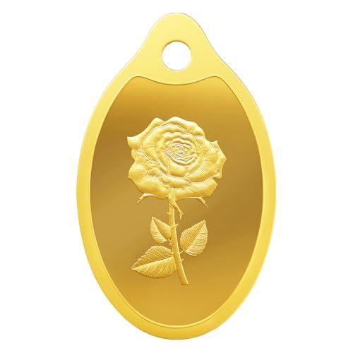 MMTC PAMP 24K 999.9 Purest Rose Engraved Gold Pendant, 2 Gram gold bar & coin, LBMA Certified - MMTC-PAMP Jewellery