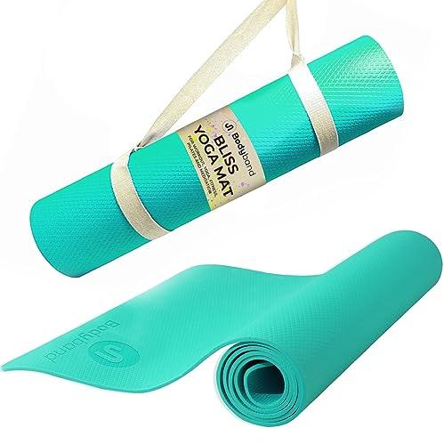 Bodyband Yoga Mat For Women & Men 4Mm With Carry Strap Eva Material Extra Thick Exercise Mat For Workout Yoga Fitness Pilates & Meditation, Anti Tear Anti Slip For Home & Gym Use, Aqua Green - Green - Bodyband Sports