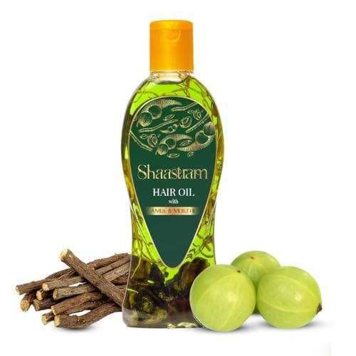 Shaastram Amla & Mulethi Herbal hair Oil for men & women| Promotes Hair Growth & Reduces Hair Fall | with Brahmi, Ashwagandha & 8 natural Herbs | Natural Hair Care - 180ml - Shaastram Beauty