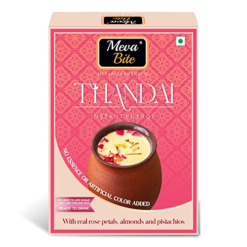MevaBite Instant Energy Thandai Mix 100g | Traditional Cooling Summer Drink Powder with Real Rose Petals, Dry Fruits, Spices & Herbs | Refreshing & Nourishing Beverage for Festivals & Daily Use