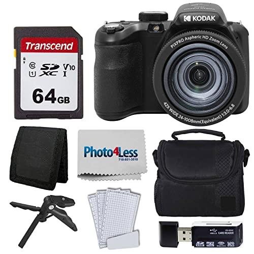 Kodak PIXPRO AZ425 Digital Camera Bundle with 64GB Memory Card + Camera Case (Black) + USB Card Reader + Table Tripod + Accessories (Black) - KODAK Camera