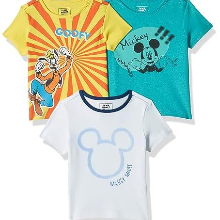 Amazon Brand - Jam & Honey Baby-Boys' Disney T-Shirt | 100% Cotton Half Sleeve T-Shirt for Baby-Boys' (Pack of 3) - Amazon Brand - Jam & Honey Apparel