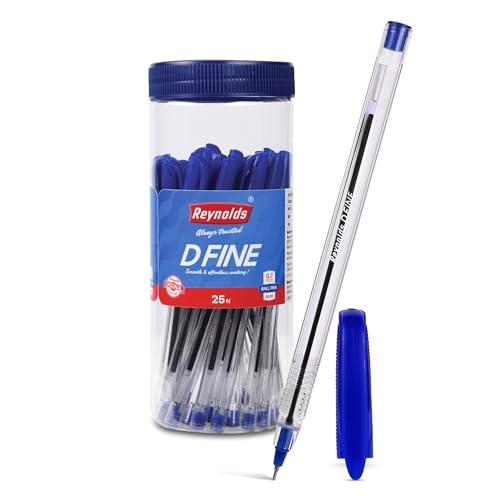 Reynolds DFINE Ball Pen SET – 25 BLUE PENS WITH COMFORTABLE GRIP |BLUE BALL PENS FOR WRITING | PEN FOR STUDENTS & OFFICE STATIONERY | 0.7 mm TIP SIZE
