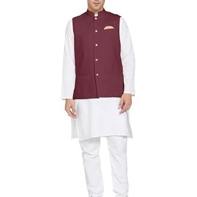 BE ACTIVE Men's Solid Linen Blend Kurta Pyjama 3 Piece Set || Men Kurta Pajama With Modi Jacket || Kurta Pajama Nehru Jacket For Men (C-RFKT0001-19-SET-XXL) - BE ACTIVE Apparel