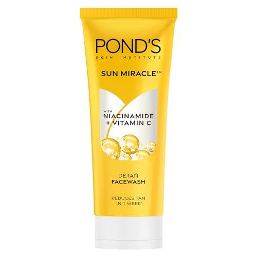 Pond's Detan Face Wash for Tan Removal in Just 7 Days | Contains Vitamin C and Niacinamide | Facewash for All Skin Types, 100gm - POND'S Beauty
