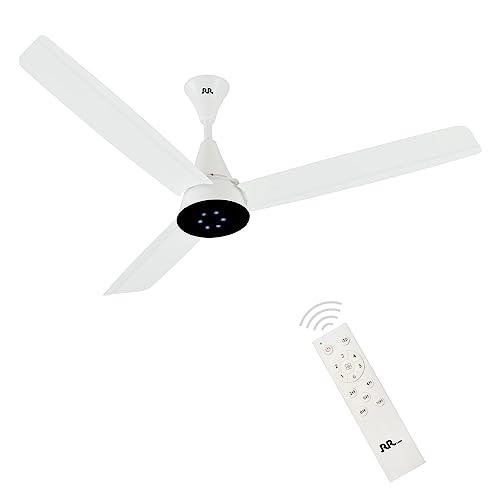 RR EFFY 26 Watt BLDC 5 Star Rated Designer Ceiling Fan, With 70% Energy Savings, With Smart Remote & LED Lights, Ceiling Fan for Home and Office, 2 Year Manufacturer Warranty (White) - RR Kitchen