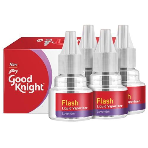 Good Knight Flash Liquid Vaporiser | Pack Of 4 (45ml Each) | Lavender Fragrance | 2x Faster Than Before | Mosquito Repellent Refill | India s Most Powerful Liquid Vaporizer - Good Knight Lawn & Patio