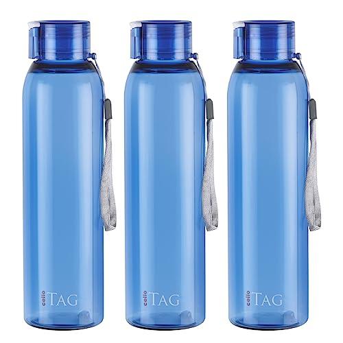 CELLO My Tag PET Water Bottle | 100% food grade | Leak proof and Break proof | Set of 3-1000ml | Aqua - CELLO Kitchen