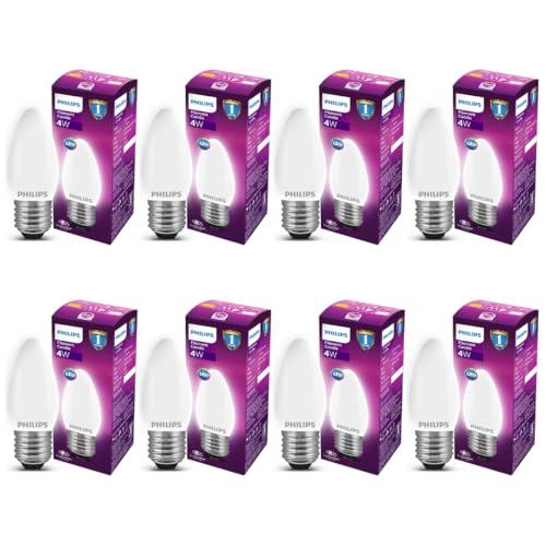 PHILIPS 4-watt Filament Candle LED Bulb | Diffused Candle Bulb for Home & Decoration | Bulb Base: E27, Cool White | Pack of 8 - Philips Home