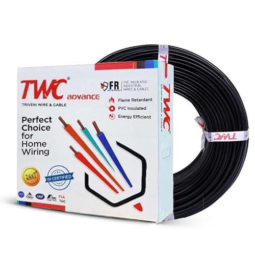 TWC Advance Black 0.75 SQMM 45 METER | Copper Wire | HRFR (Heat Resistant Flame Retardant) Lead-Free Cable | Low Smoke Halogen-Free Wire for Home & Industrial Electrical Wiring