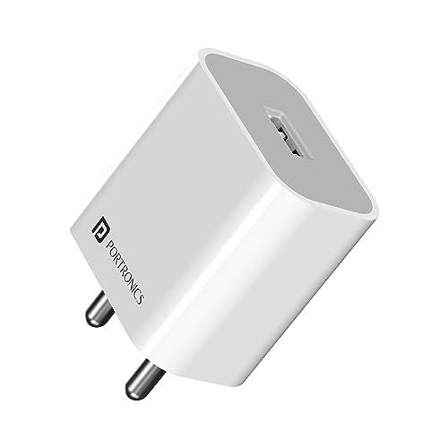Portronics Adapto 12 2.4A 12W Fast Wall Charger for iPhone 11/Xs/XS Max/XR/X/8/7/6/Plus, iPad Pro/Air 2/Mini 3/Mini 4, Samsung S4/S5, and More(White) - Portronics Wireless Accessory