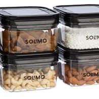 Amazon Brand - Solimo Airtight Plastic Storage Jar and Container Set-I | BPA Free | Multipurpose Storage | 450ml Each, Set of 8 (Black) - Amazon Brand - Solimo Kitchen