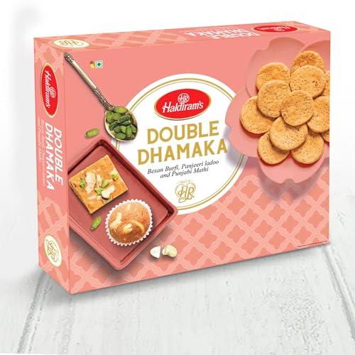 Haldirams Double Dhamaka 550 gm, (Contains Besan Burfi, Panjeeri Ladoo, Punjabi Mathi) - Haldiram's Grocery