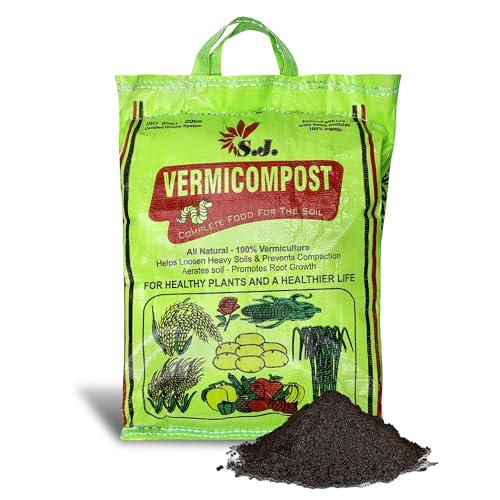 SJ Organics Vermicompost For Plants - 5 Kg | Odorless Fertilizer Powder | Ready to Use Organic Manure | Fertilizers for Plant Home Garden | Enriched Plant Food Fertilisers | Compost for Indoor plants - S.J ORGANICS Lawn & Patio
