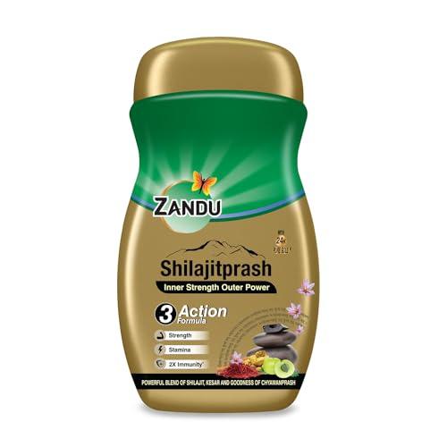 Zandu Shilajitprash | Dual Goodness of Chyawanprash & Shilajit/Shilajeet | Strength, Stamina & 2X immunity* | 450g I 24K Gold Bhasma & 47 Potent Herbs I No added sugar I 100% ayurdevic - Zandu Drugstore
