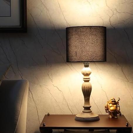 tu casa Table Lamp, Night Lamp for Bedroom, Decoration Bedside Lamp, Wooden Table Lamp with Fabric Shade| Nightstand Lamps for Bedroom, Living Room, Gift| Home Decor Items