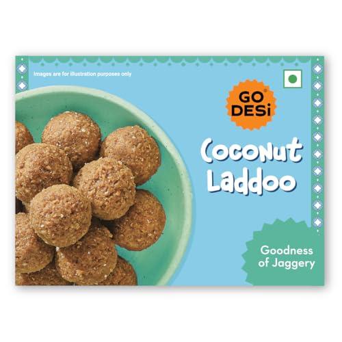 GO DESi Coconut Laddoo, Made with Jaggery, Nariyal Ladoo, Laddu, Sweets Indian Mithai, Gift pack, 200/250 grams - GO DESi Grocery