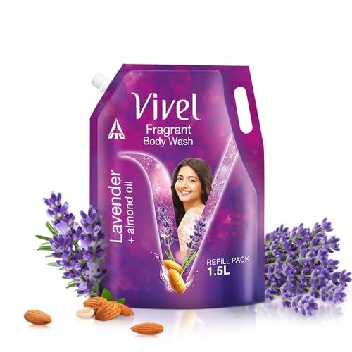 Vivel Fragrant Body Wash, Lavender & Almond Oil Shower Gel, 1500ml Supersaver XL Refill Pouch, Moisturizing Bodywash, Soft & Smooth Skin, Effective Cleansing, For Women & Men - VIVEL Beauty