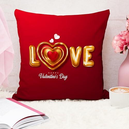 STITCHNEST Gift for Boyfriend Girlfriend Husband Wife Couples Girls Boys Printed Jute Cushion Cover, Set of 1 (16×16 Inches)