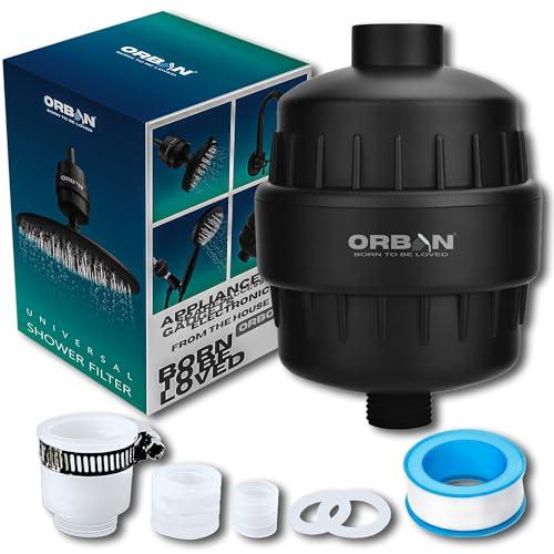 ORBON Hard Water Filter | Water Softener for Bathroom | Hard Water Softener for | Shower ilter for Bathroom | 3 In 1 Universal Adapter & Teflon Tpe | Matte Black