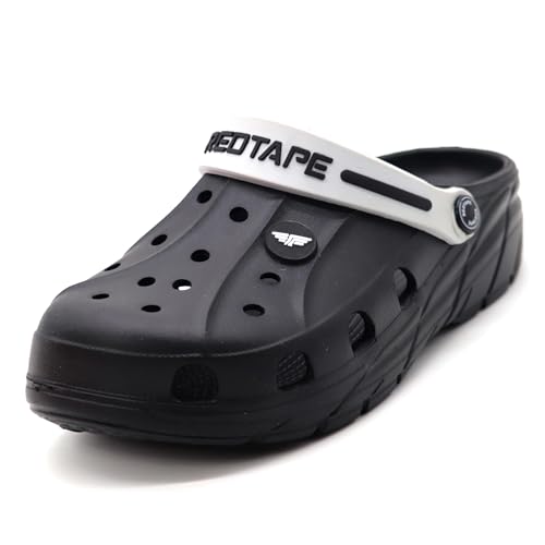 Red Tape Designer Comfortable Clogs, Sandals With Adjustable Back Strap For Men Black - 11 Uk