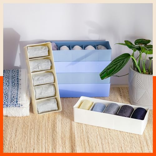 Bathla Plastic Stomo Dori Multipurpose Stackable Drawer Organisers/Wardrobe Organiser Rack For Home | Sky Blue - Set Of 2