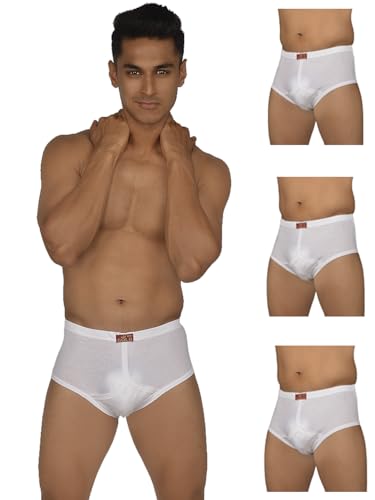 VIP Gold Men Solid White Pure Cotton Briefs (Pack of 4, 110 CM)