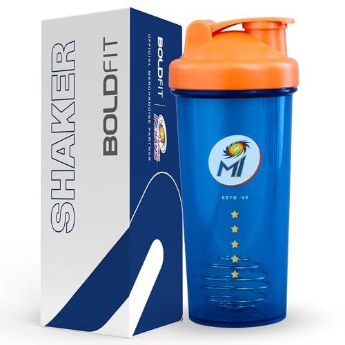 Mumbai Indians (MI) Official Merchandise Gym Shaker for Protein Shake Leakproof Shaker Bottles for Protein, Preworkout & Bcaa Shake, Protein Shaker Bottle for Gym, Gym Bottle for Men - BlueOrange - Boldfit Sports