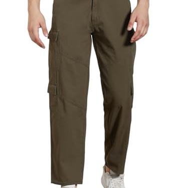 Dennis Lingo Men Olive Cotton Lycra Solid Stretchable Cargo Trousers (DLMCTS24004_OL, Olive, 34) - Dennis Lingo Apparel