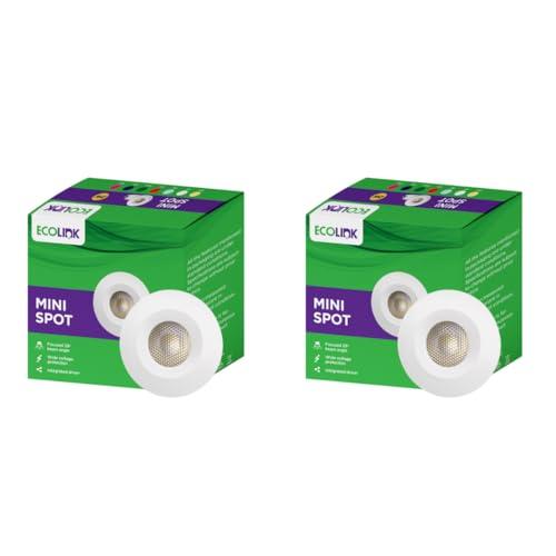 EcoLink Polycarbonate 2W LED Spot Light|Mini Spot Light for Display & Home Decoration|Cut Out: 35mm, Color: Warm White, Pack of 2 - EcoLink Home