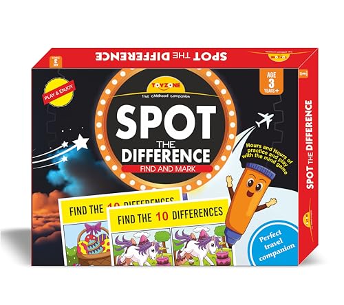 Toyzone Spot The Differences | Find The Difference Game | Brain Early Learner Educational Game | Great for Home, Road Trip, Travel, Camping - Best Gift for Kids Ages 3+