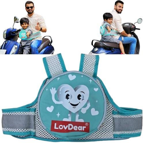 LovDear kids safety belt for two wheeler with storage bag – Adjustable safety belt for kids for bike scooty – Two wheeler safety belt for kids -bike belt for kids safety (2-9 years) Green