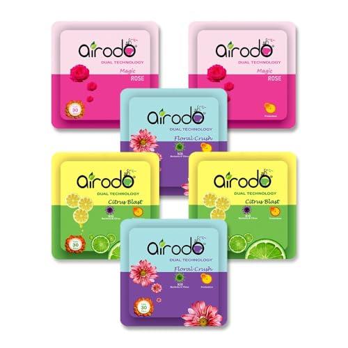 AIRODO Air Freshener Power Pocket Gel For Bathroom and Toilet, Fragrance Booster, Lasts Upto 30 Days Assorted Mix Scents Pack of 6 Refill (6 x 10 g) - Airodo Drugstore