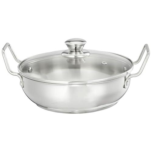 Amazon Brand - Solimo Cookware Karahi/Wok (1.5L) | Food-Grade Stainless Steel | Even Heat Distribution | 1 yr Warranty | Induction & Versatile Heat Source Compatible - Amazon Brand - Solimo Kitchen