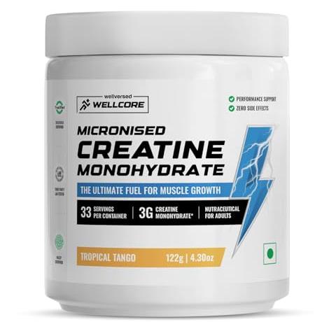 Wellcore Pure Micronised Creatine Powder (33 Servings, Tropical Tango) For Enhanced Muscle Strength With Rapid Absorption | Creatine Monohydrate | Wellcore Creatine Flavoured - 122g - Wellcore Drugstore