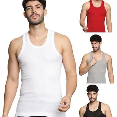 Lux Derby Men’s Vest with Drop Needle Design – Mercerized Cotton, Comfortable, Long-Lasting Vest(Pack of 4)(L)(Color May Vary) Assorted